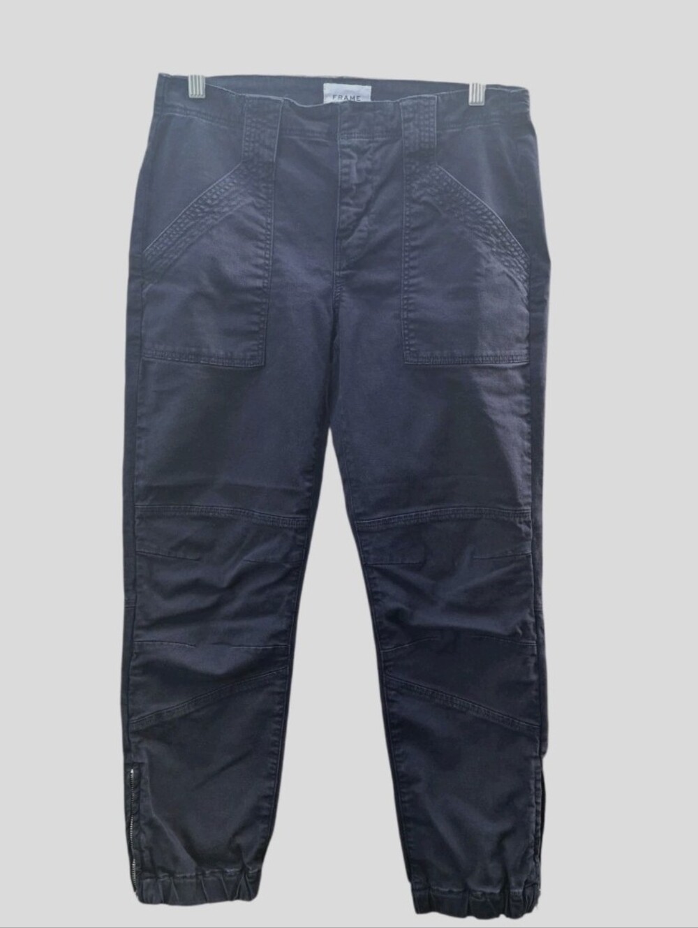 Frame Cargo Joggers Women's Size 28 Navy Blue Utility Pants Ankle Zip Casual